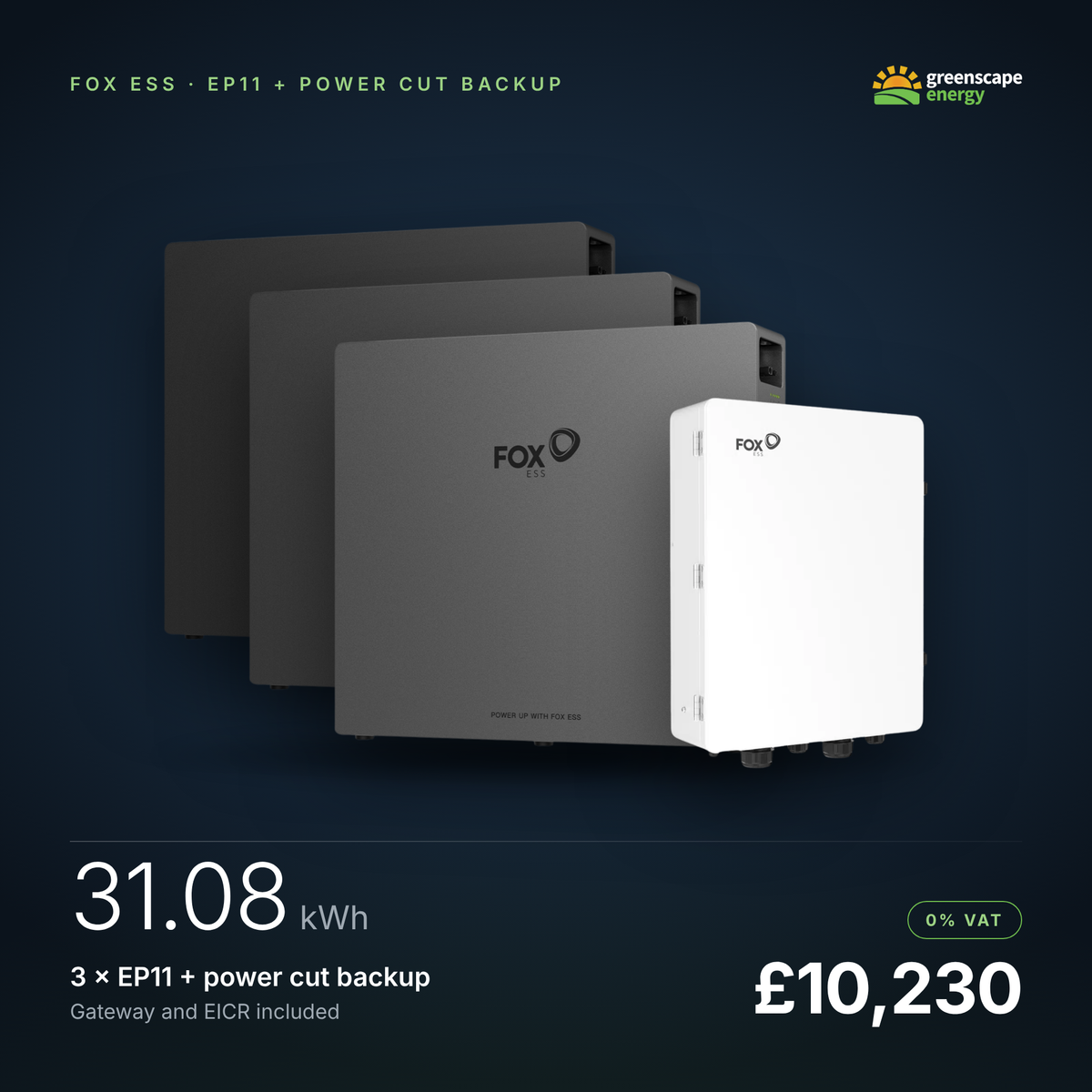 3 x EP11 With Power Cut Back-Up Installed (31.08kWh)