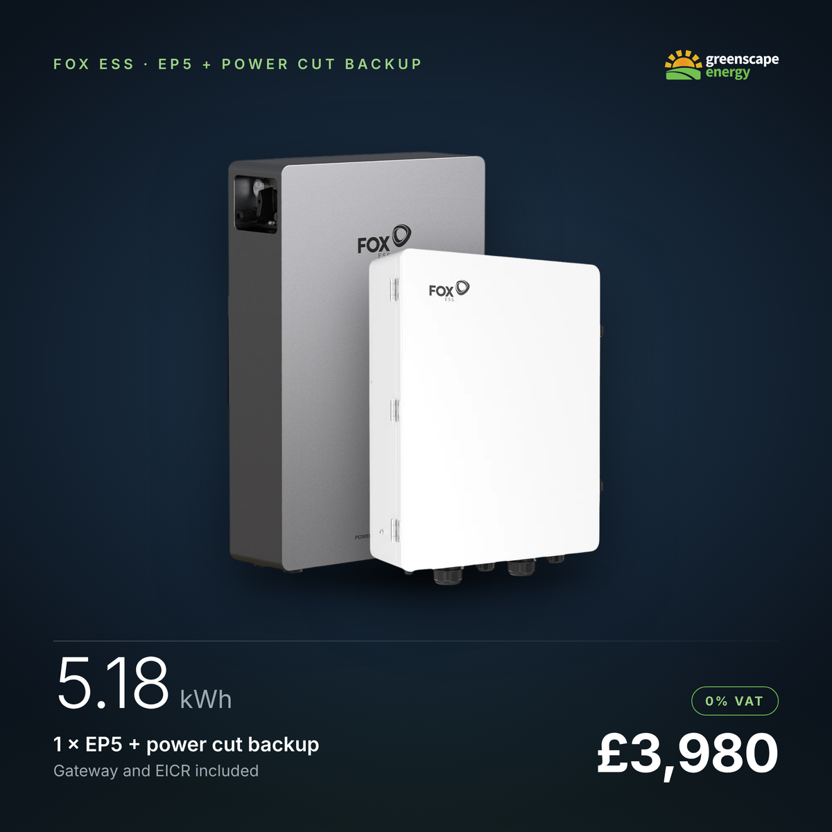 1 x EP5 With Power Cut Back-Up Installed (5.18kWh)