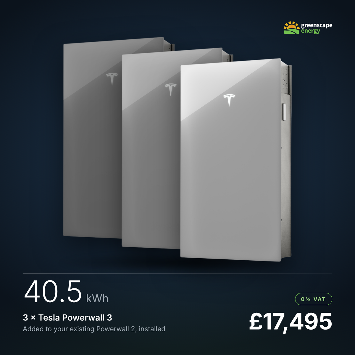 3 x Tesla Powerwall 3 Added to Existing Powerwall 2 (40.5kWh)